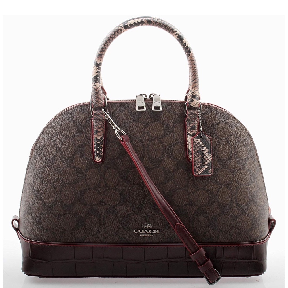 Coach Signature brown Mix Sierra Satchel Purse Bag